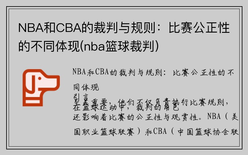 NBA和CBA的裁判与规则：比赛公正性的不同体现(nba篮球裁判)